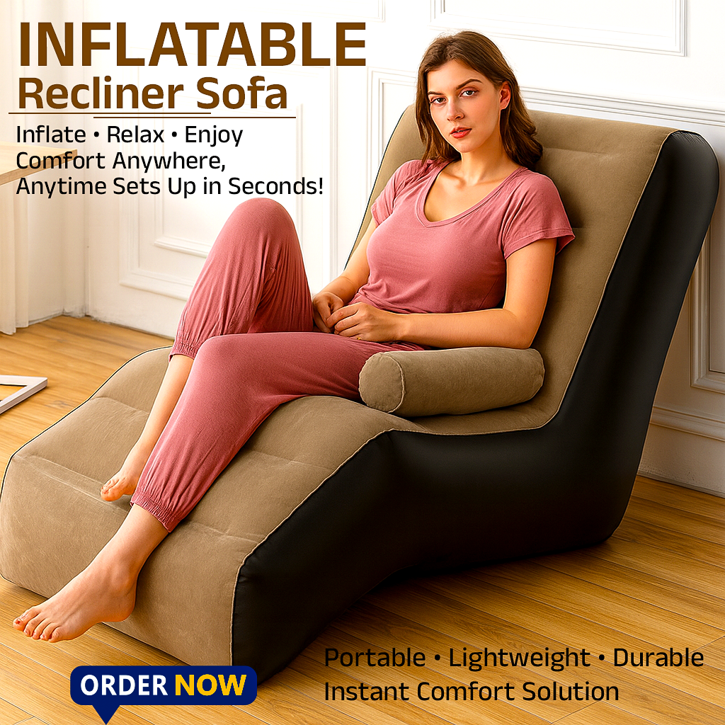 Inflatable Lazy Sofa Chair with Househoid air Pump, Foldαble Lounge Chair with Armrests for Living Room, Bedroom, Office,Travel, Cαmping