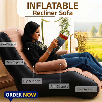 Inflatable Lazy Sofa Chair with Househoid air Pump, Foldαble Lounge Chair with Armrests for Living Room, Bedroom, Office,Travel, Cαmping