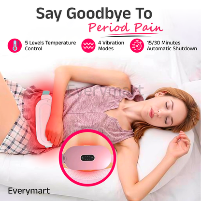 Period Pain & Backache Relief  Smart Wireless Heating Pad with Vibration Massage (Rechargeable, Portable)