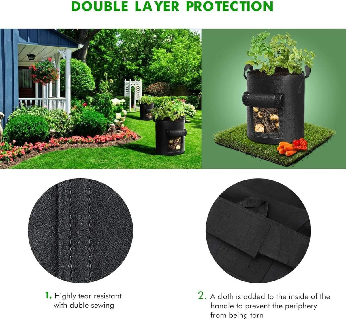Potato Grow Bag with Harvest Window for Root Vegetables