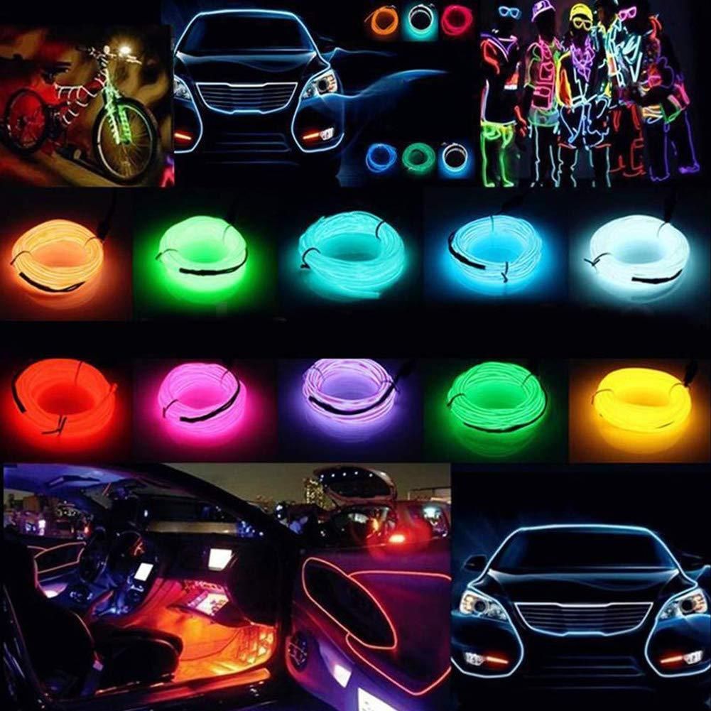 Automaze El Wire, 5M Neon Lights 5V with Fuse Protection for Car Interior Decoration