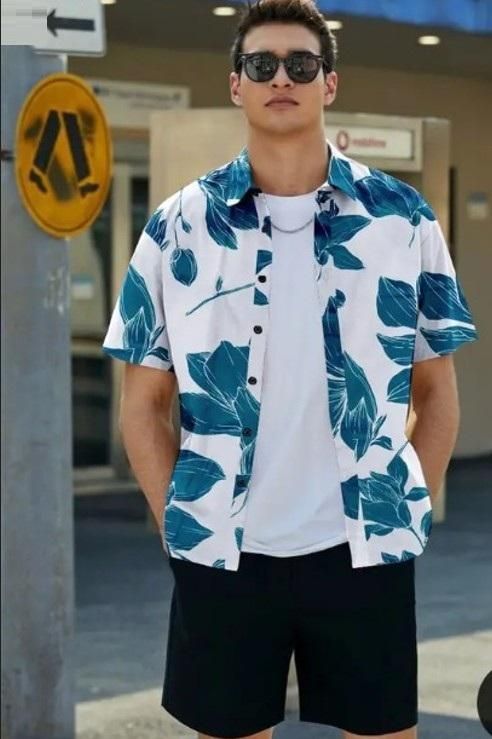 Men's Printed Half Sleeves Regular Collar Casual Shirt