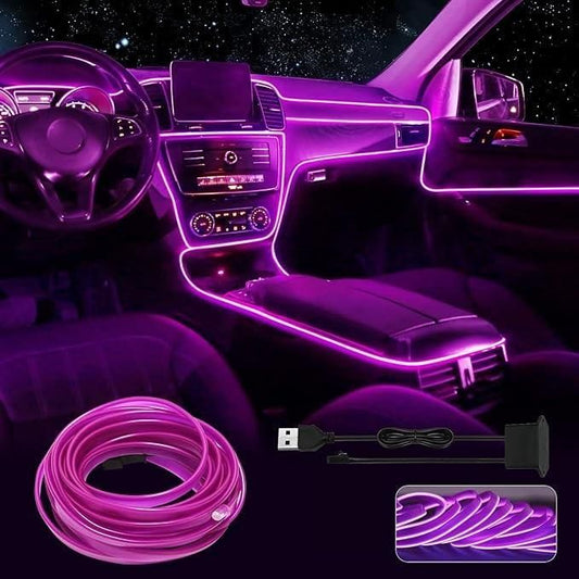 Automaze El Wire, 5M Neon Lights 5V with Fuse Protection for Car Interior Decoration