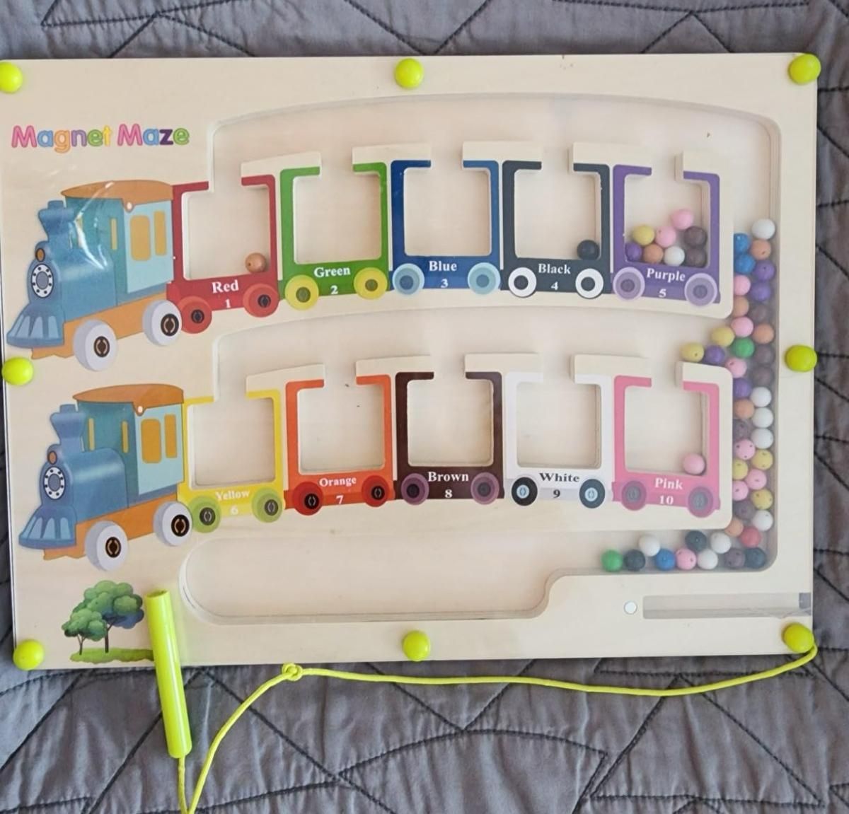 Magnetic Color & Number Maze Montessori Wooden Puzzle Game Board