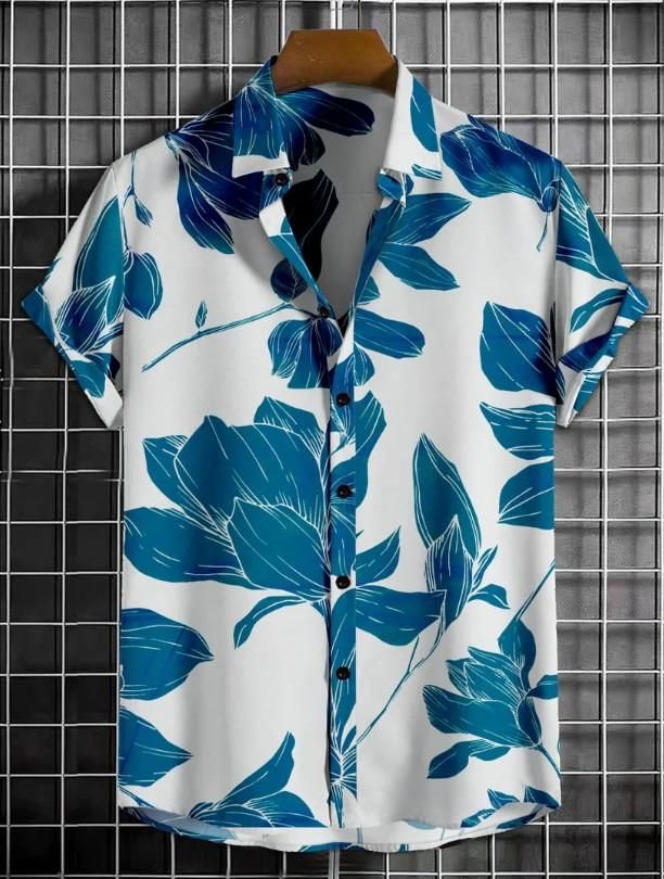 Men's Printed Half Sleeves Regular Collar Casual Shirt