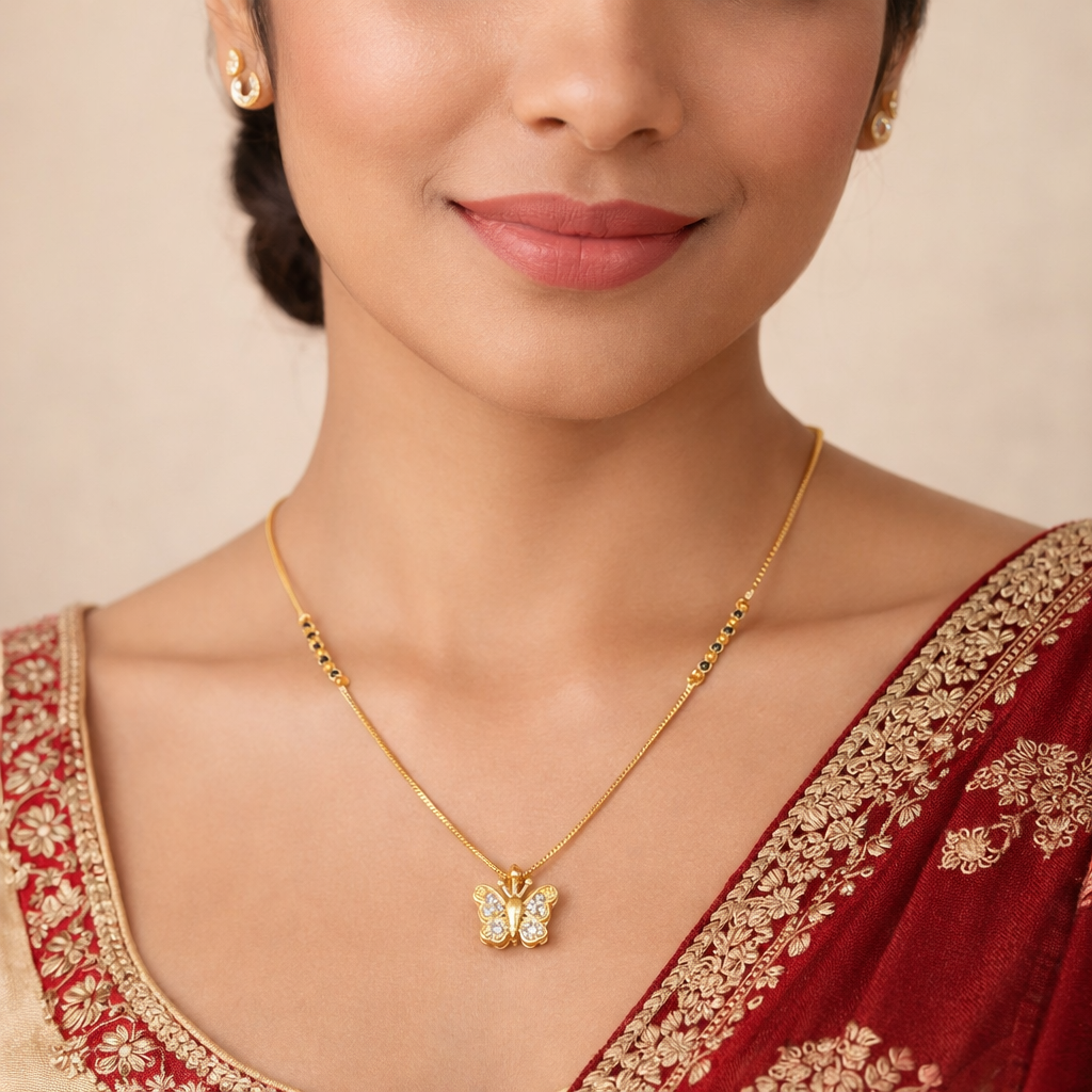 Butterfly Charm Gold Plated Mangalsutra – Symbol of Love & New Beginnings 🦋