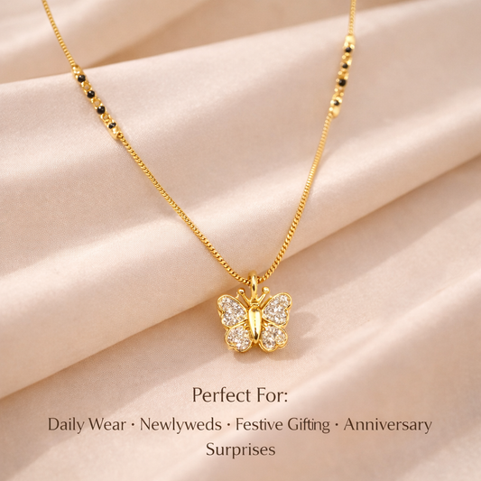 Butterfly Charm Gold Plated Mangalsutra – Symbol of Love & New Beginnings 🦋